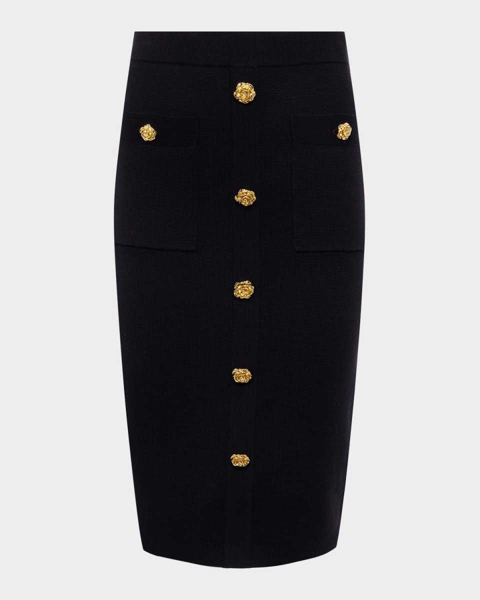 Amira Knit Buttoned Knee-Length Skirt